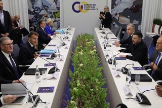 Participants include Britain's Prime Minister Keir Starmer, France's President Emmanuel Macron, Italy's Prime Minister Giorgia Meloni, European Commission President Ursula von der Leyen, Canada's Prime Minister Mark Carney, Ukraine's President Volodymyr Zelensky, Poland's Prime Minister Donald Tusk and European Council President Antonio Cost